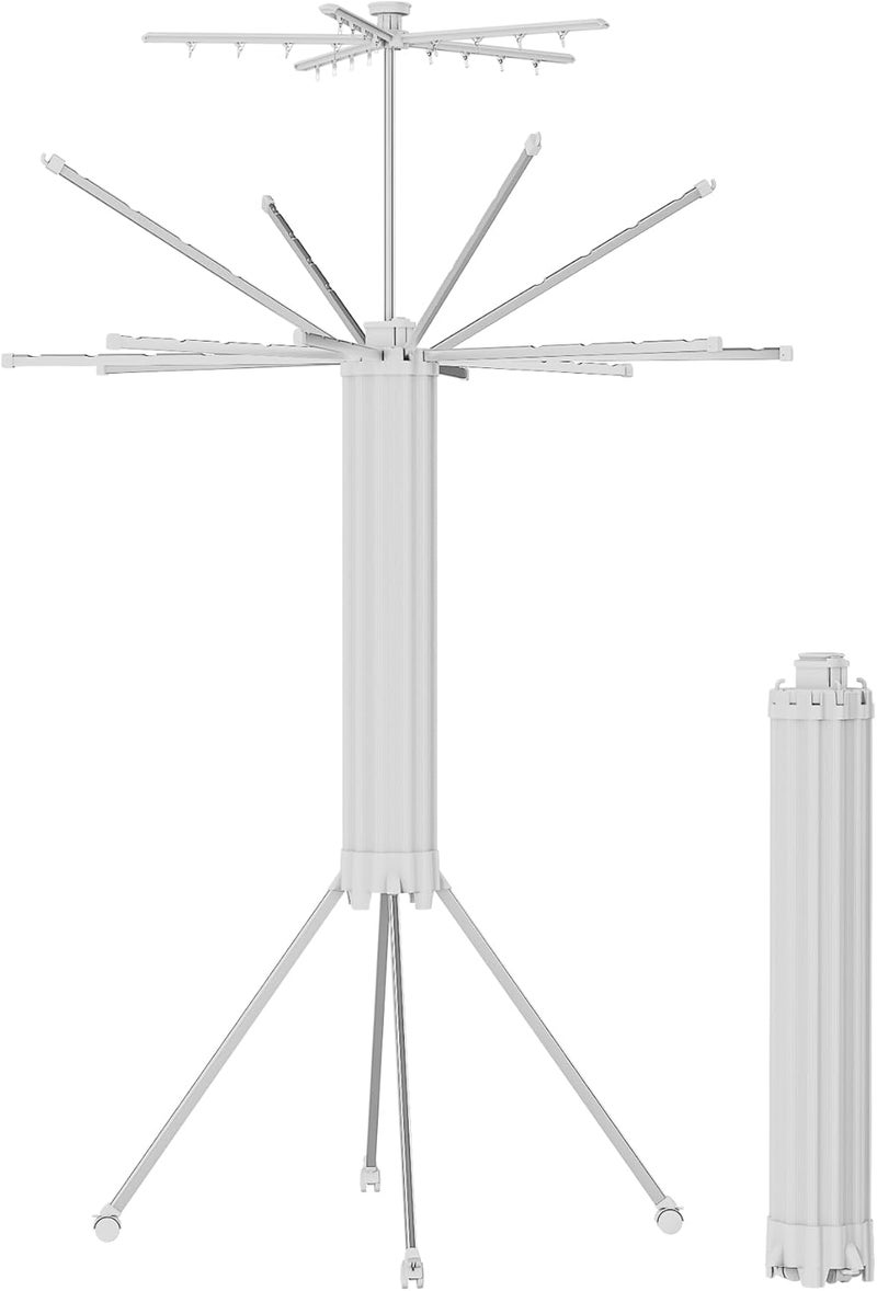 JOOM 4 Legs Double Layer Clothes Drying Rack, Garment Rack Portable and Foldable Space Saving Laundry Drying Rack - Drying Rack Clothing Floor Folding Balcony Bedroom Household Aluminum - Image 1