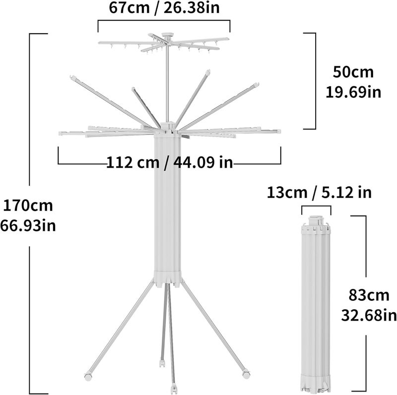 JOOM 4 Legs Double Layer Clothes Drying Rack, Garment Rack Portable and Foldable Space Saving Laundry Drying Rack - Drying Rack Clothing Floor Folding Balcony Bedroom Household Aluminum - Image 4