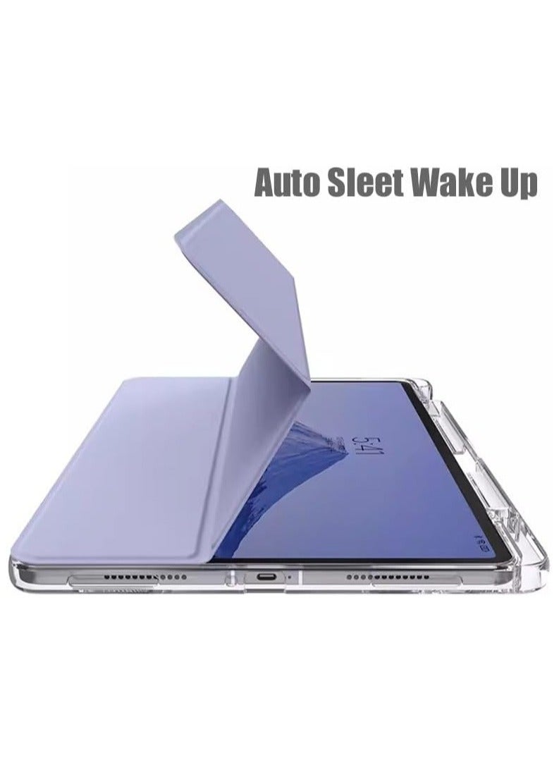 Compatible With Redmi Pad SE 11 inch 2023 Case, TPU Slim Cover with Pencil Holder, Auto Wake/Sleep Smart Transparent Hard Back Case with Stand Function (Lavender) - Image 3