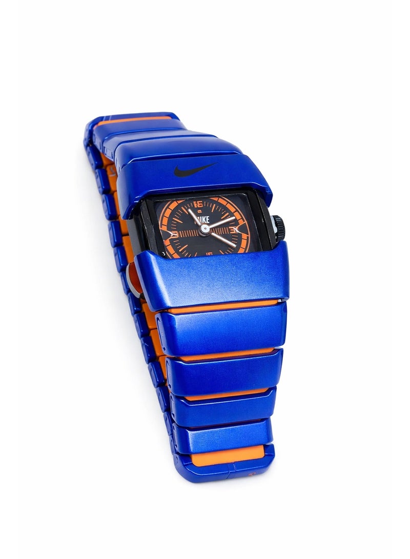 Nike Men’s Analog Watch – Blue Metal Strap Sporty Casual Wristwatch