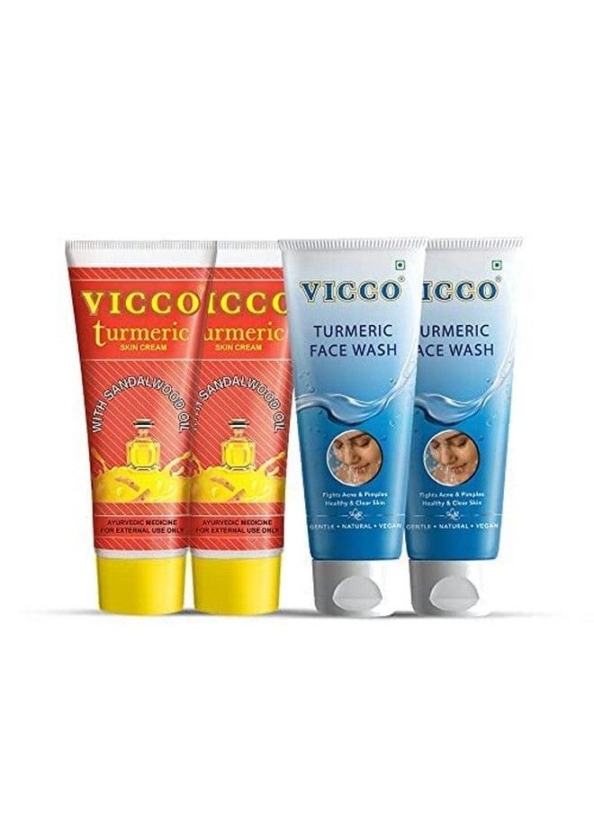 VICCO Vicco Turmeric Combo Pack Vicco Turmeric Cream (50 Gm) + Vicco Turmeric Face Wash (70 Gm) (2)  - Image 2