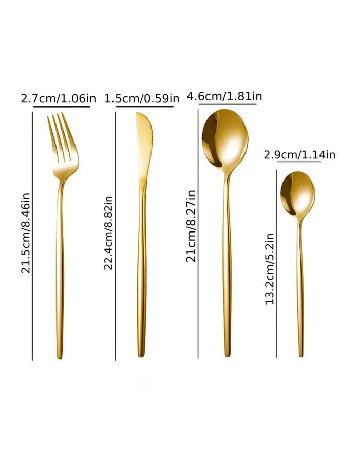 Gold Mirror Polished Stainless Steel Cutlery Set 24 Pieces Dishwasher Safe For Wedding - Image 3
