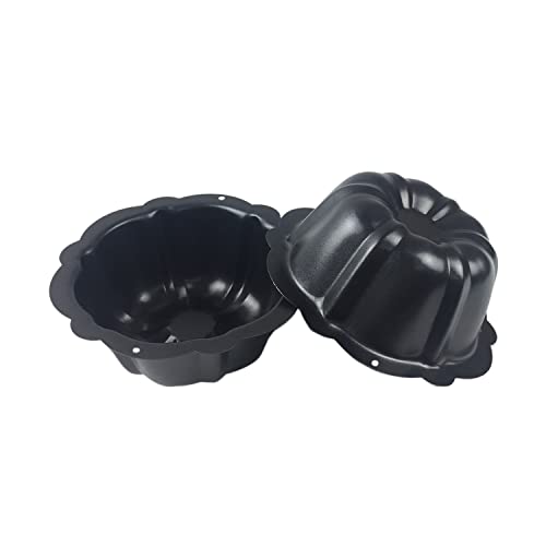 LoveDeal 4 Inch Nonstick Mini Bundt Cake Pan, Set of 4 for Baking, Carbon Steel Fluted Cake Pans, Metal Round Pumpkin Shaped Cake Mould for Cupcake, Muffin, Brownie, Pudding - Black - Image 4