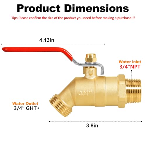 SIGURANTA 34 NPTMIP Brass Male Hose Faucet Water Spigot with 34 Male GHT Thread HeavyDuty Outdoor Hose FullFlow Valve Long Handle 2PCS - Image 3