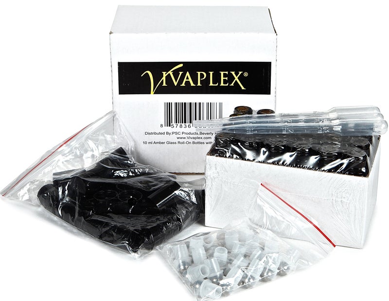 Vivaplex, 24, Amber, 10 ml Glass Roll-on Bottles with Stainless Steel Roller Balls. 3-3 ml Droppers included - Image 3