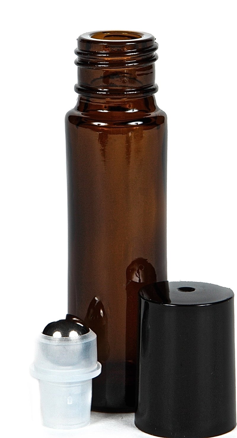 Vivaplex, 24, Amber, 10 ml Glass Roll-on Bottles with Stainless Steel Roller Balls. 3-3 ml Droppers included - Image 5