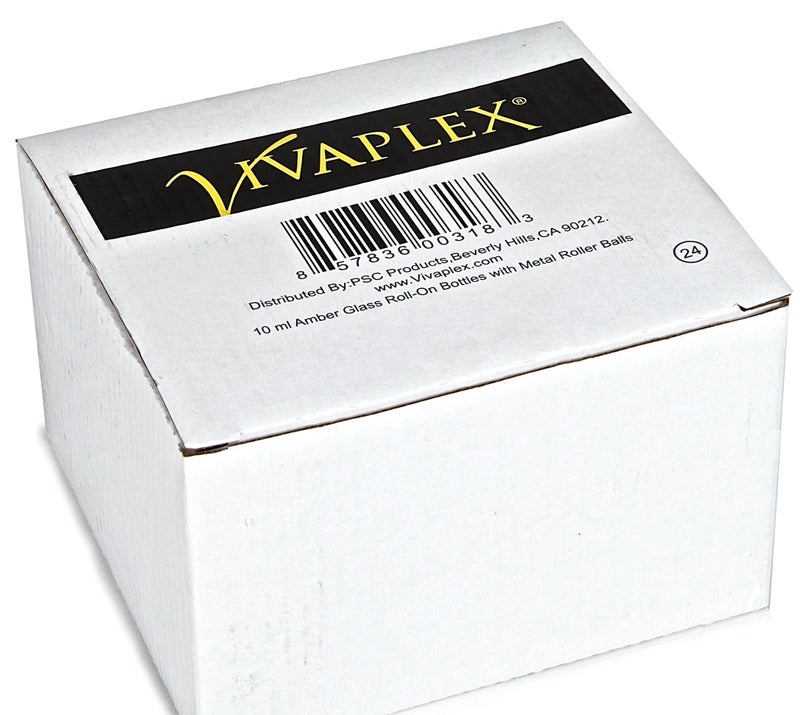 Vivaplex, 24, Amber, 10 ml Glass Roll-on Bottles with Stainless Steel Roller Balls. 3-3 ml Droppers included - Image 2