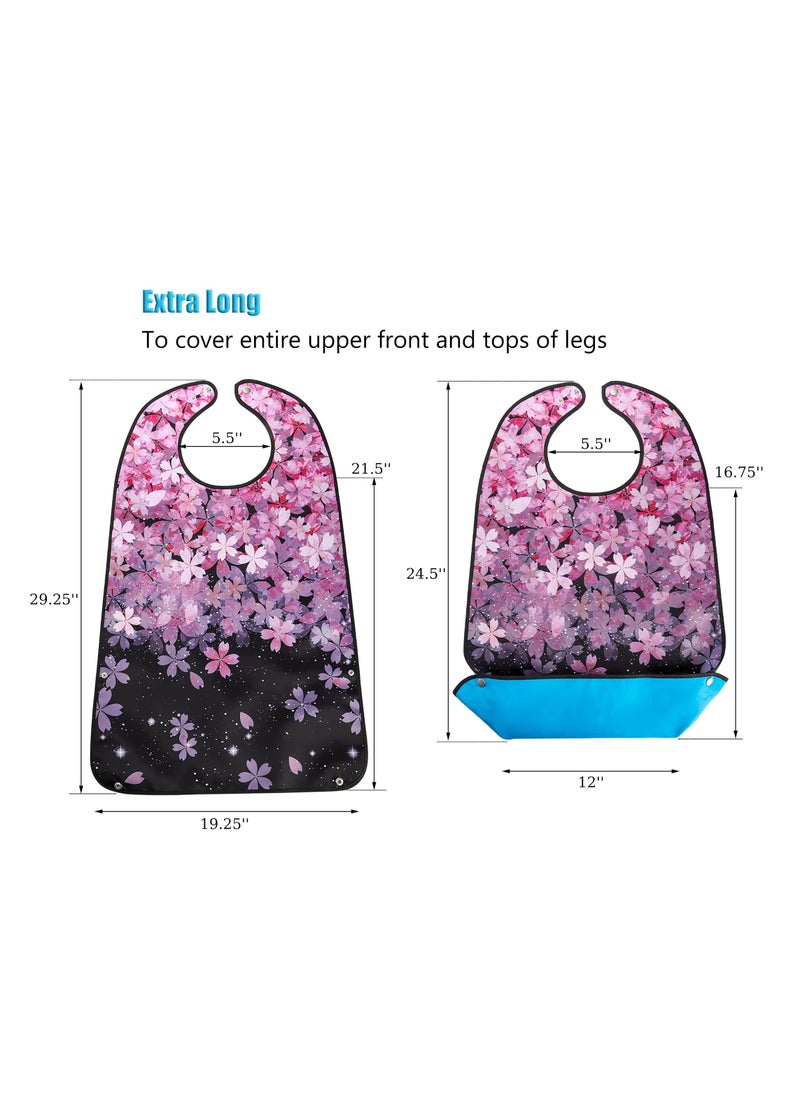 KASTWAVE - 3 Pack Adult Bibs for Elderly, Washable and Waterproof Bibs 30 x 19.5 Inch Clothing Protectors with Optional Crumb Catcher for Women Men Seniors Eating During Mealtime - Image 1