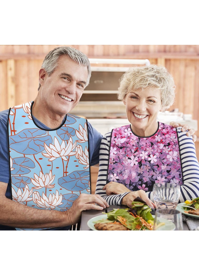 KASTWAVE - 3 Pack Adult Bibs for Elderly, Washable and Waterproof Bibs 30 x 19.5 Inch Clothing Protectors with Optional Crumb Catcher for Women Men Seniors Eating During Mealtime - Image 1