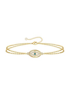 KAAF CREATIONS KaafCreations 18K Gold Plated Stainless Steel Evil Eye Bracelet for Women and Girls, Cubic Zirconia Inserts, 16 + 5 cm Length,waterproof and hypoallergenic ,long lasting and does not tarnish.  - Image 1