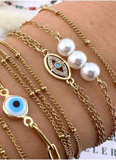 KAAF CREATIONS KaafCreations 18K Gold Plated Stainless Steel Evil Eye Bracelet for Women and Girls, Cubic Zirconia Inserts, 16 + 5 cm Length,waterproof and hypoallergenic ,long lasting and does not tarnish.  - Image 3