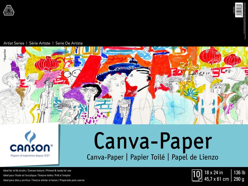 Canson Artist Series Canva-Paper, Foldover Pad, 18x24 inches, 10 Sheets (136lb/290g) - Artist Paper for Adults and Students - Oil Paint, Acrylic Paint, Mixed Media, Art Journaling - Image 1
