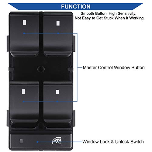 Obaee Driver Side Power Master Window Switch, Compatible with Chevy Silverado/Chevrolet Traverse/HHR/2007-2013 GMC Sierra/Yukon/Buick Enclave Replace OE 20945129 25789692 - Image 3