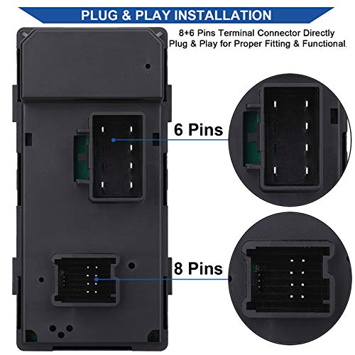 Obaee Driver Side Power Master Window Switch, Compatible with Chevy Silverado/Chevrolet Traverse/HHR/2007-2013 GMC Sierra/Yukon/Buick Enclave Replace OE 20945129 25789692 - Image 4