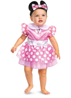 Party Centre Infant Pink Minnie Mouse Classic Costume, Baby Girl Disney Dress-Up Outfit  - Image 1