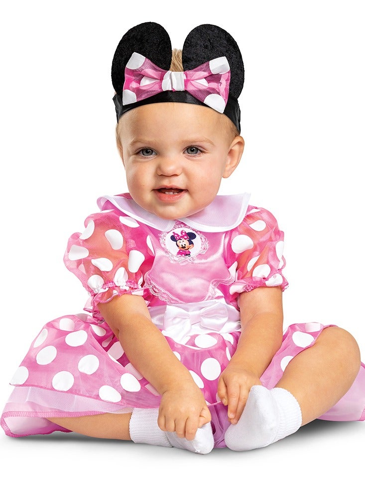 Party Centre Infant Pink Minnie Mouse Classic Costume, Baby Girl Disney Dress-Up Outfit - Image 2