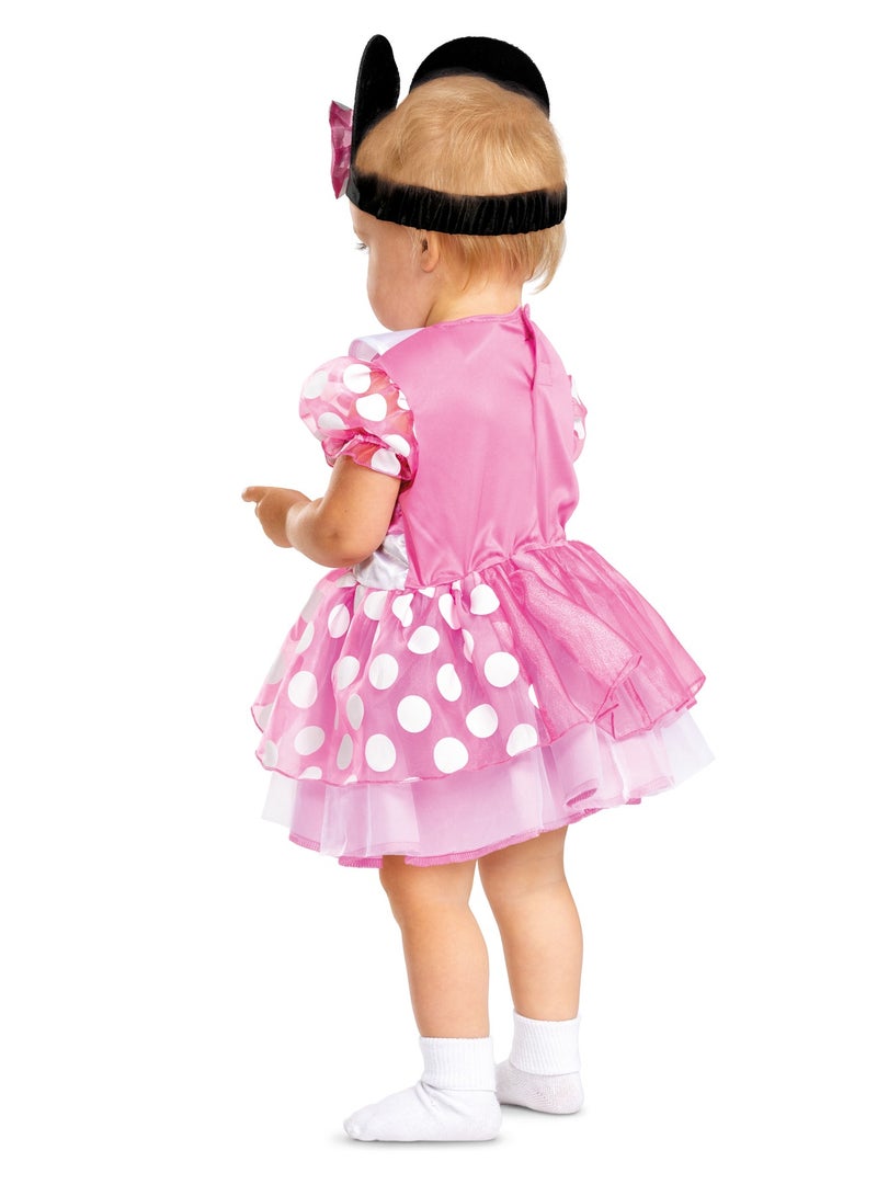 Party Centre Infant Pink Minnie Mouse Classic Costume, Baby Girl Disney Dress-Up Outfit - Image 3