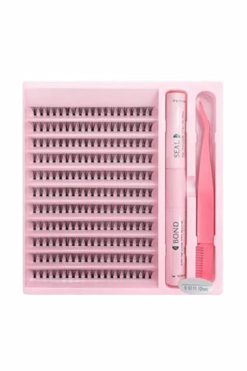 DIY Lash Extension Kit, Individual Lashes with Lash Glue Bond and Seal, 200 Cluster Lashes 8~16mm Natural Look Lash Clusters False Eyelash Extension Kit (30D KIT) - Image 1