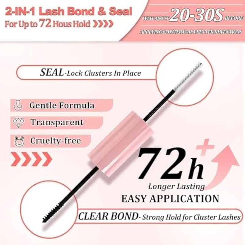 DIY Lash Extension Kit, Individual Lashes with Lash Glue Bond and Seal, 200 Cluster Lashes 8~16mm Natural Look Lash Clusters False Eyelash Extension Kit (30D KIT) - Image 3