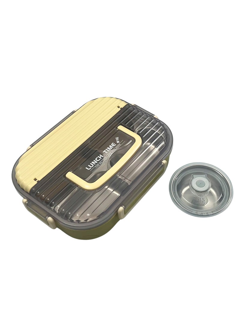 VIO Kids Stainless Steel Lunch Box Leak Proof Reusable Bento Box with 4 Compartments and Sealed Container Stainless Steel Bento Lunch Food Box for Kids or Adults with Lockable Clips Portion Control Food Container Back To School Essentials Kids Lunch Box Travel Food Container 25CM X 18 CM X 5 CM  - Image 1