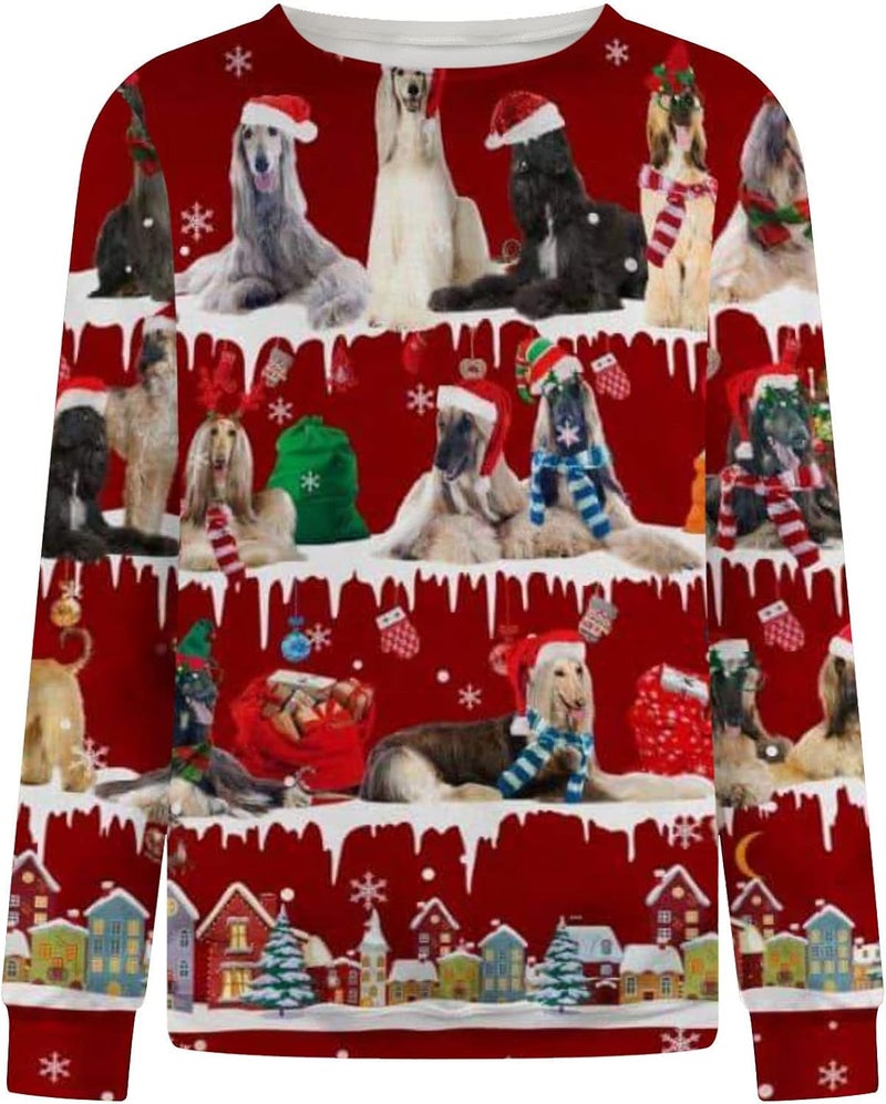 woobles Womens Christmas Jumper Unisex 3D Christmas Jumpers Novelty Xmas Animal Elf Printed Sweatshirt Long Sleeve Novelty Funny Print Pattern Crewneck Jumpers T-Shirt S-XXL - Image 3