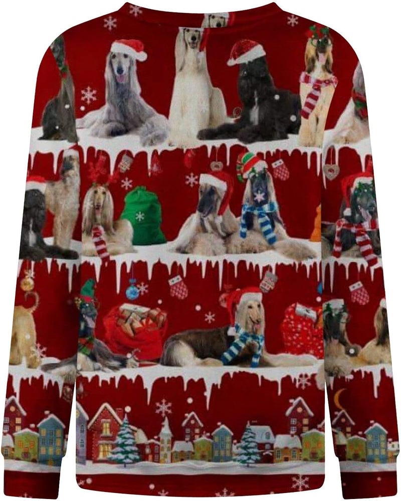 woobles Womens Christmas Jumper Unisex 3D Christmas Jumpers Novelty Xmas Animal Elf Printed Sweatshirt Long Sleeve Novelty Funny Print Pattern Crewneck Jumpers T-Shirt S-XXL - Image 4