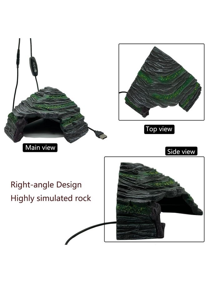 Heated Reptile Hides and Caves Resin Simulation Rock Reptile Hide Cave Bearded Dragon Hideout Heating Hide with Adjustable Temperature for Lizards Tortoise Turtles Snake Gecko