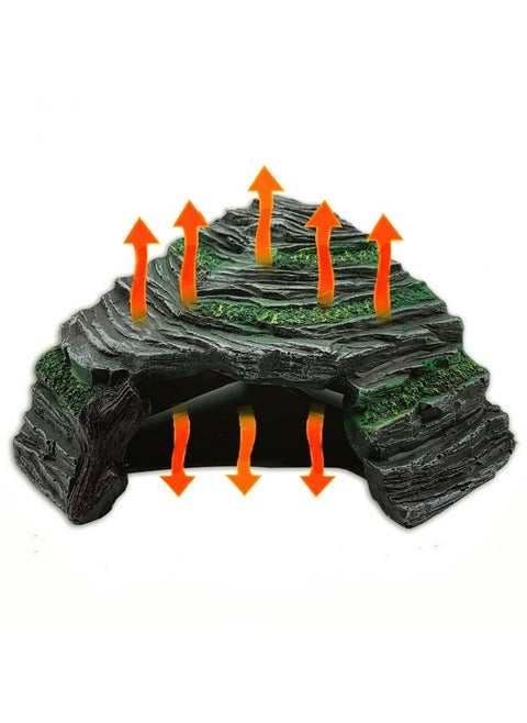 Heated Reptile Hides and Caves Resin Simulation Rock Reptile Hide Cave Bearded Dragon Hideout Heating Hide with Adjustable Temperature for Lizards Tortoise Turtles Snake Gecko