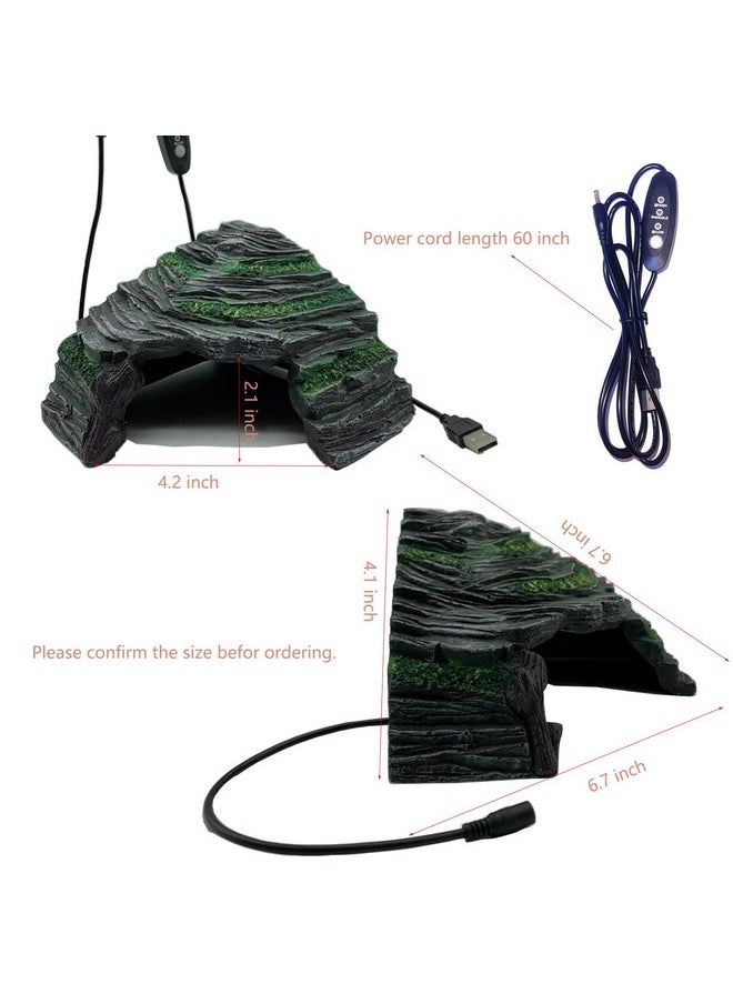 Heated Reptile Hides and Caves Resin Simulation Rock Reptile Hide Cave Bearded Dragon Hideout Heating Hide with Adjustable Temperature for Lizards Tortoise Turtles Snake Gecko