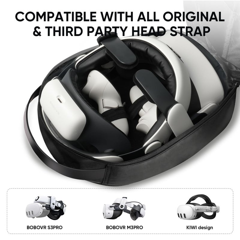 SARLAR Travel Carrying Case for Oculus Meta Quest 3S/Quest 3/Quest 2 VR Headset and Controller Accessories, Large Space Hard Case Fits BOBOVR/Kiwi Design Battery Head Strap, Crossbody Sling Bag - Image 5