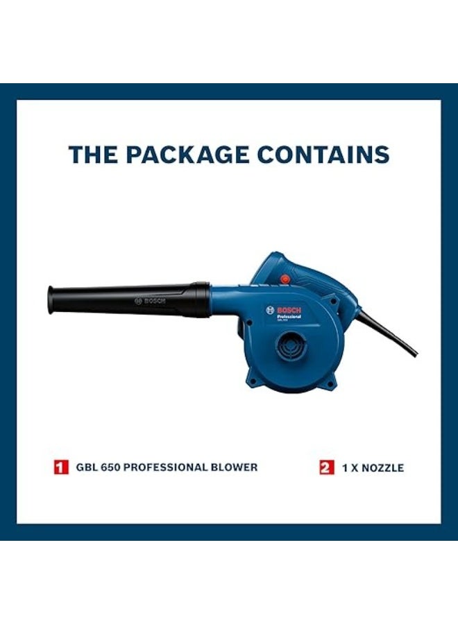BOSCH GBL 650 منفاخ محترف | محرك 650 واط | تدفق هواء 3.7 م³/دقيقة | تصميم خفيف الوزن ومريح | متوافق مع ملحقات فوهة متعددة | 1.7 كجم منفاخ محترف | ضمان 1 سنة - Image 2
