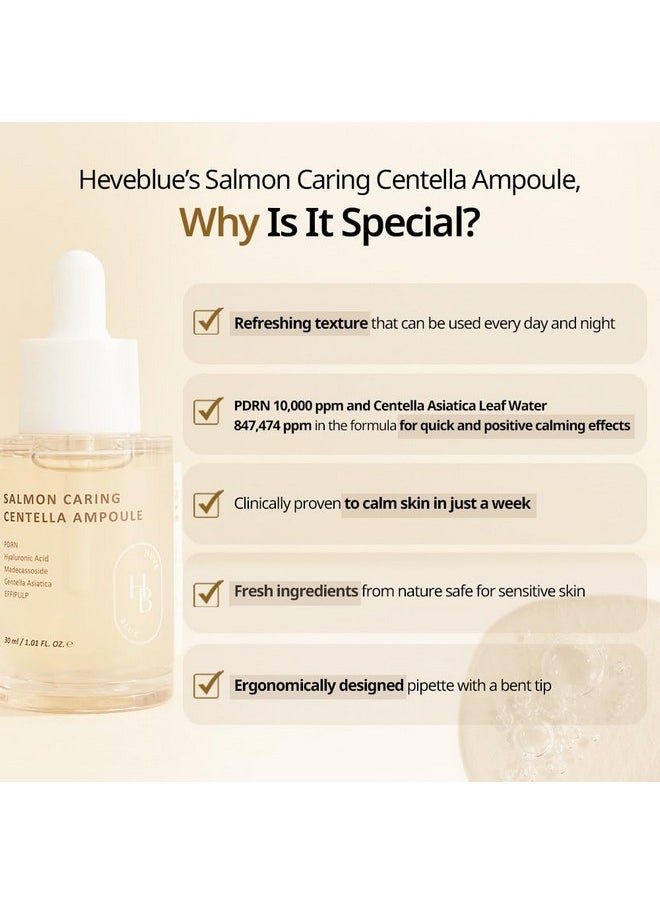 HEVEBLUE HEVEBLUE Salmon Caring Centella Ampoule - Salmon PDRN, Salmon Egg Extract, Centella, Madecassoside, Calming, Soothing, Restore and Rejuvenate Damaged Skin, Low Irritation, Korean Skincare  - Image 5
