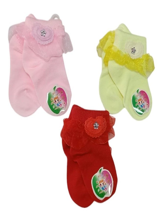 Havenfort Ankle Length Frill Socks for Babies, Made with Breathable, Combed Cotton, Ideal For All Day Wear (0-6 month to 24 month) (IN, Age, 0 Months, 6 Months, 3, multicolor) - Image 1
