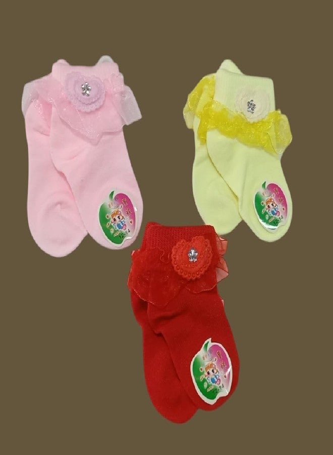 Havenfort Ankle Length Frill Socks for Babies, Made with Breathable, Combed Cotton, Ideal For All Day Wear (0-6 month to 24 month) (IN, Age, 0 Months, 6 Months, 3, multicolor) - Image 3