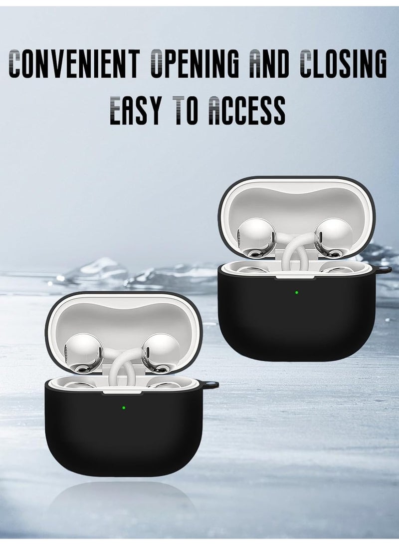 ACLIX Silicone Case For Huawei Free Clip 2, Anti-Shock, Anti-Drop, Anti-Dust, Visible LED Light, Protective Cover with Keychain | Black - Image 4