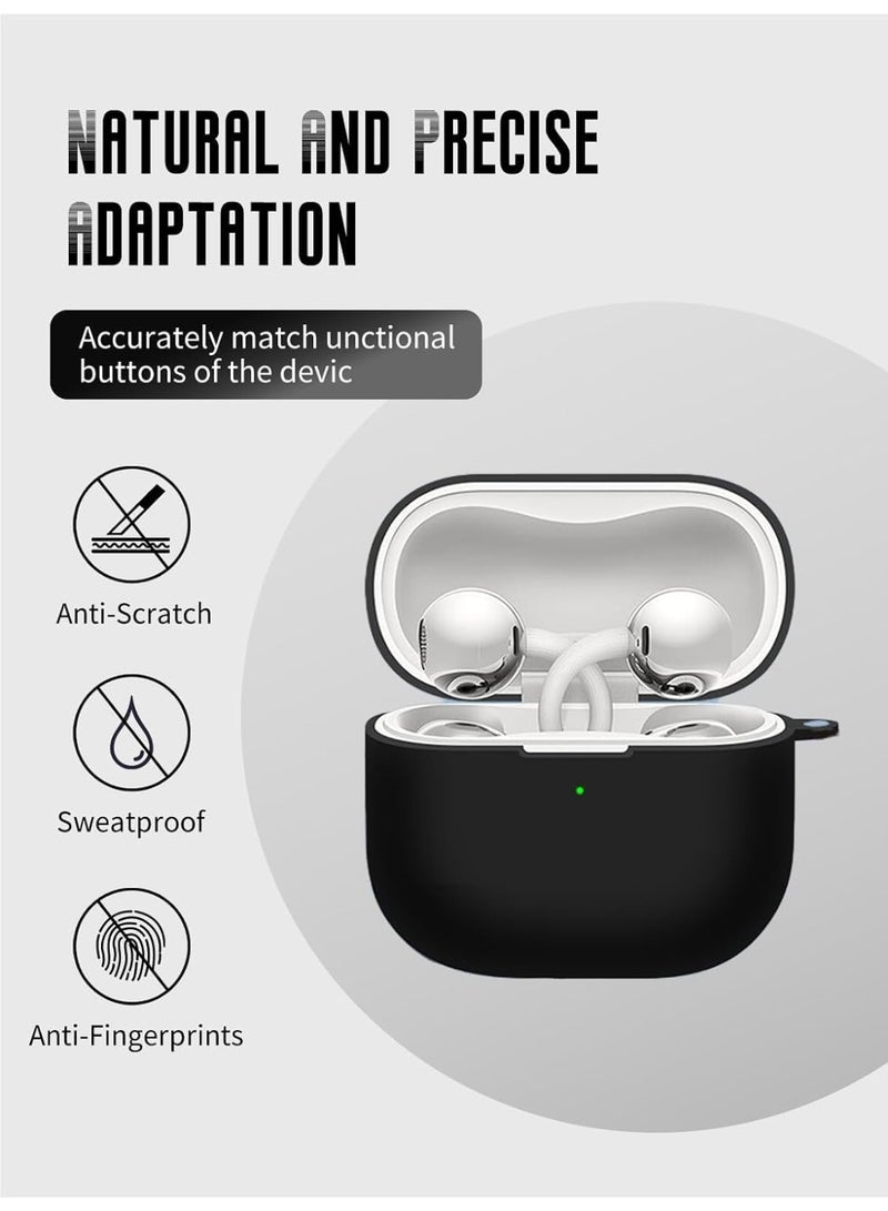 ACLIX Silicone Case For Huawei Free Clip 2, Anti-Shock, Anti-Drop, Anti-Dust, Visible LED Light, Protective Cover with Keychain | Black - Image 3