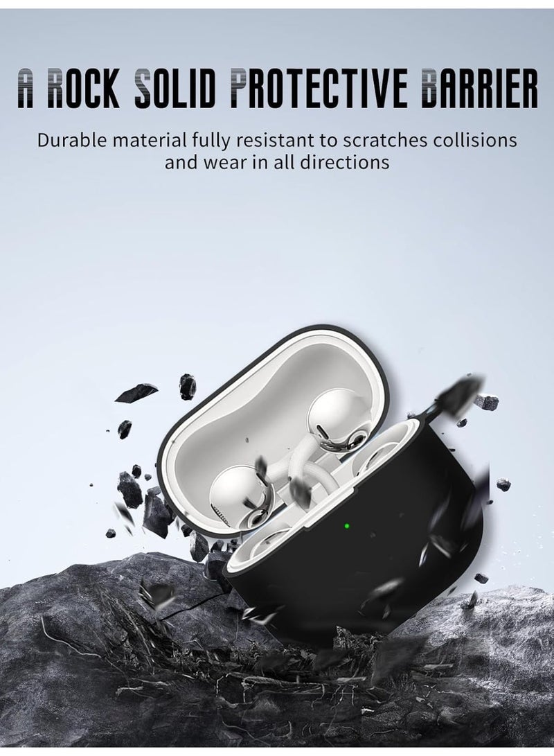 ACLIX Silicone Case For Huawei Free Clip 2, Anti-Shock, Anti-Drop, Anti-Dust, Visible LED Light, Protective Cover with Keychain | Black - Image 2