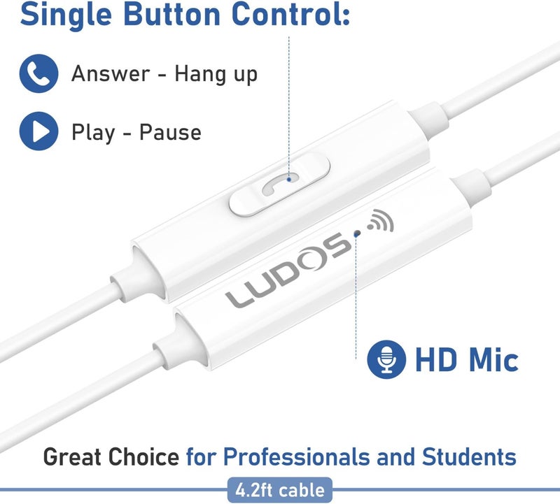 Ludos FEROX Wired Earbuds in-Ear Headphones, Earphones with Microphone, 5 Years Warranty, Noise Isolation Corded for 3.5mm Jack Ear Buds for iPhone, iPad, Samsung, Computer, Laptop, Gaming, Sports - Image 4