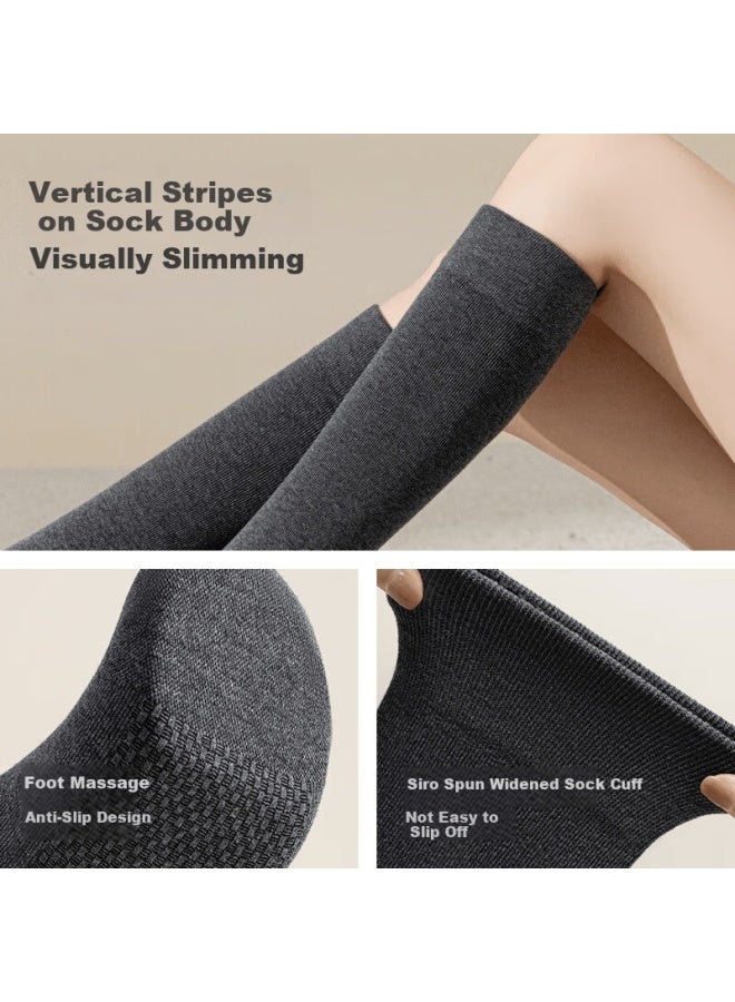 Picking up socks Shiwa Ji Fleece-lined Over-the-knee Socks For Women Autumn Winter Knee Protection Compression Slimming Warm Non-slip Long Over-the-knee Socks - Image 3