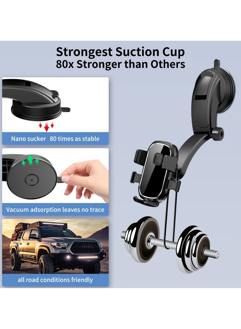 INFOSUN Phone Mount for Car, 4-in-1 Suction Cup Phone Holder Universal 360°Rotatable Car Phone Holder for Dashboard Air Vent Windshield Compatible with iPhone Series/Samsung and All Phones - Black - Image 3