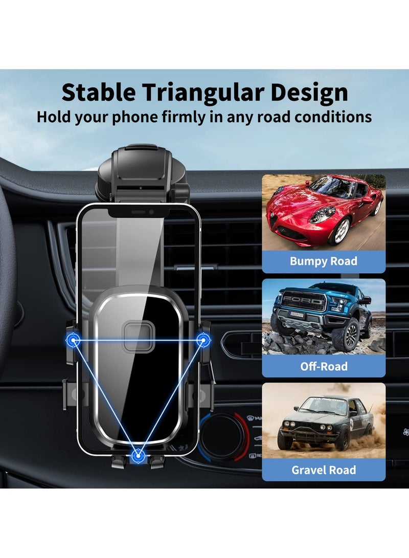 INFOSUN Phone Mount for Car, 4-in-1 Suction Cup Phone Holder Universal 360°Rotatable Car Phone Holder for Dashboard Air Vent Windshield Compatible with iPhone Series/Samsung and All Phones - Black - Image 4