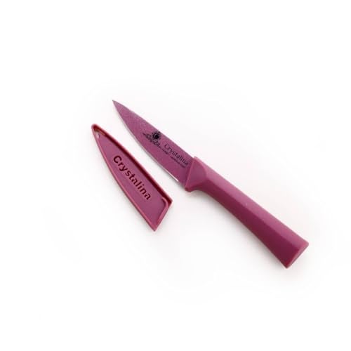 Crystal Crystalina Ceramic Coated Stainless Steel Paring Knife | with Blade Protective Cover | Brown/Purple - Image 1