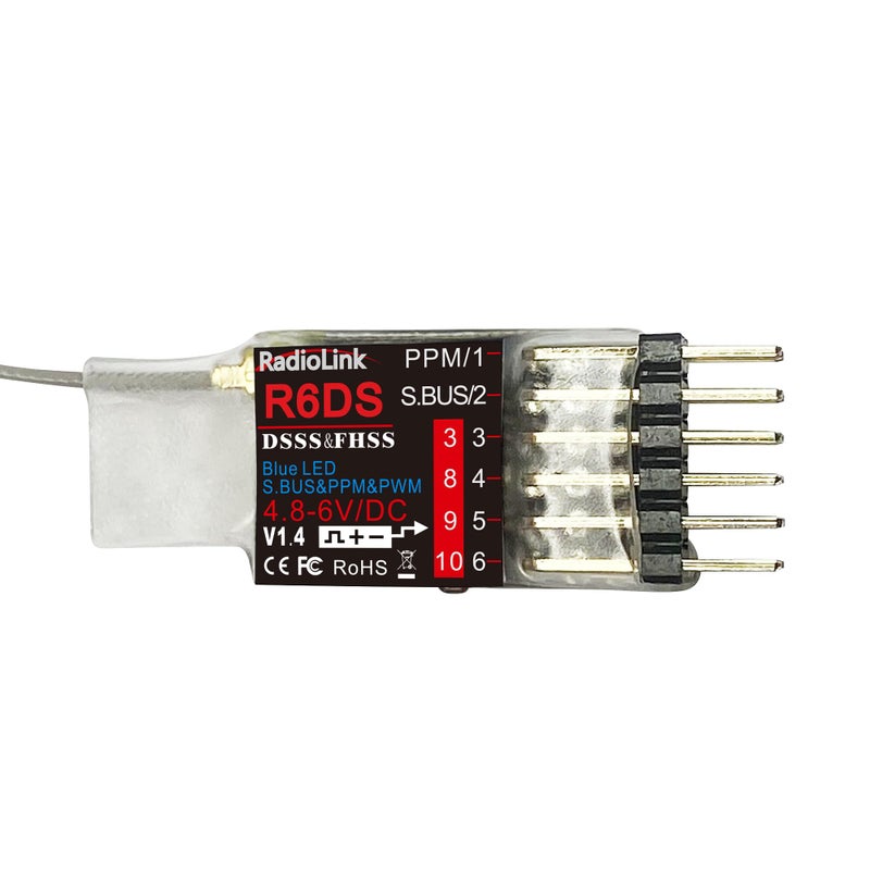 Radiolink R6DS 24GHz RC Receiver 610 Channels SBUSPWMPPM for Drone Airplane Fixed Wing AT9SAT9S ProAT10AT10II Transmitter RX - Image 2