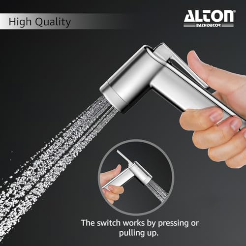 ALTON SHR20910 ABS Health Faucet with SS-304 Grade 1.25 Meter Flexible Hose Pipe and Wall Hook, Chrome Finish (Jet Spray for Toilet) - Image 2