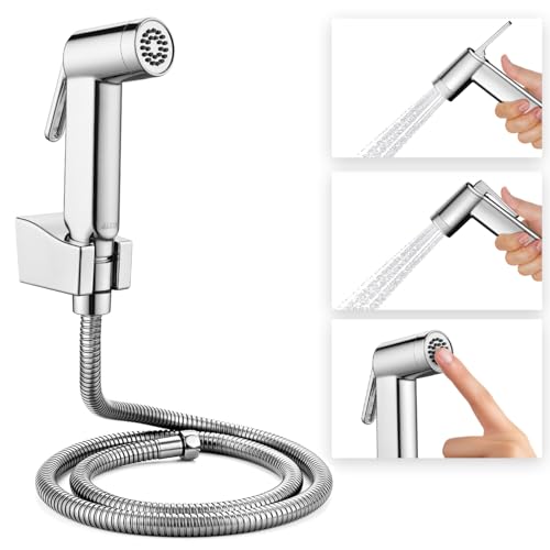 ALTON SHR20910 ABS Health Faucet with SS-304 Grade 1.25 Meter Flexible Hose Pipe and Wall Hook, Chrome Finish (Jet Spray for Toilet) - Image 1