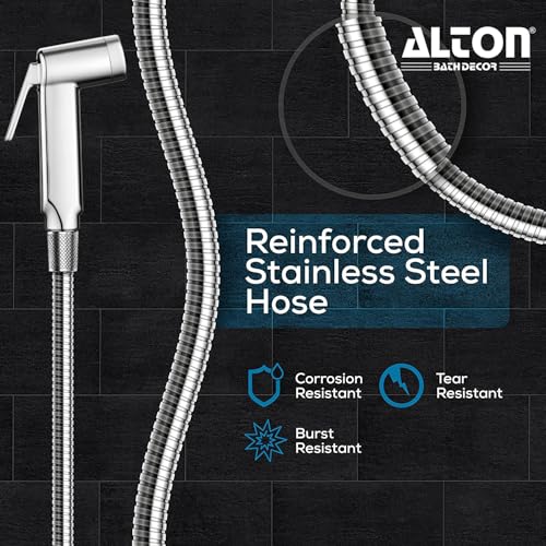 ALTON SHR20910 ABS Health Faucet with SS-304 Grade 1.25 Meter Flexible Hose Pipe and Wall Hook, Chrome Finish (Jet Spray for Toilet) - Image 3