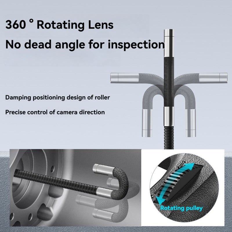 Two-Way Articulating Borescope with Light, 5 Inch IPS Screen Industrial Endoscope with 8mm Articulated Probe, 3.28ft Highly Resilient Snake Cable Inspection Camera  for Wall Automotive Engine Inspect - Image 5