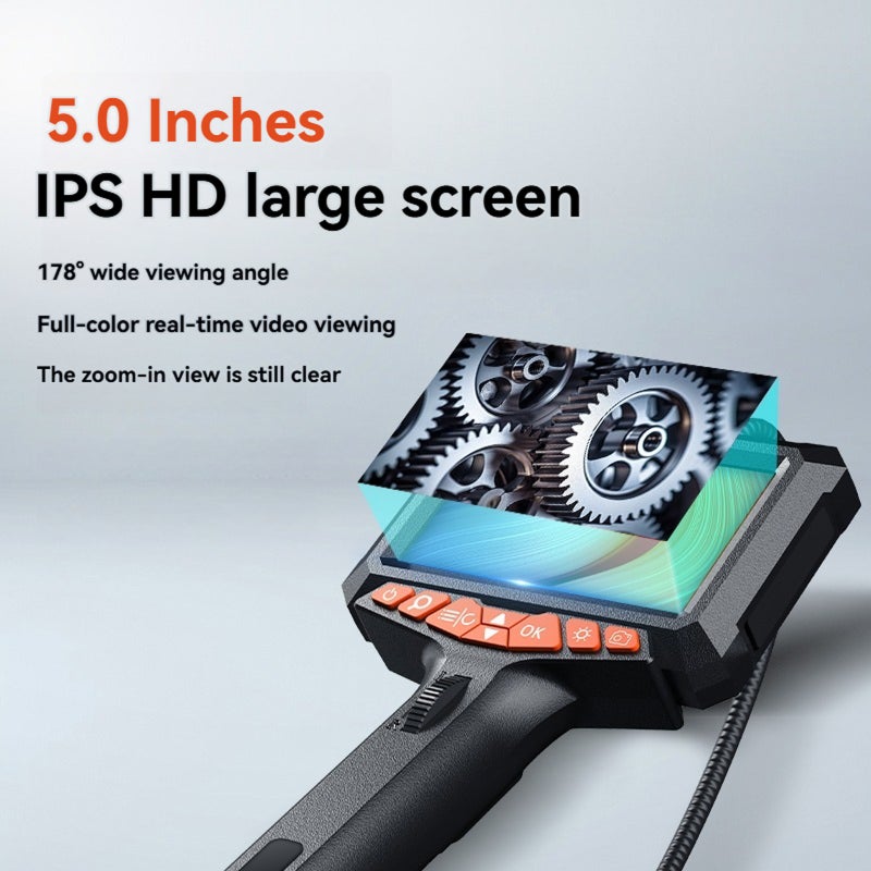 Two-Way Articulating Borescope with Light, 5 Inch IPS Screen Industrial Endoscope with 8mm Articulated Probe, 3.28ft Highly Resilient Snake Cable Inspection Camera  for Wall Automotive Engine Inspect - Image 3