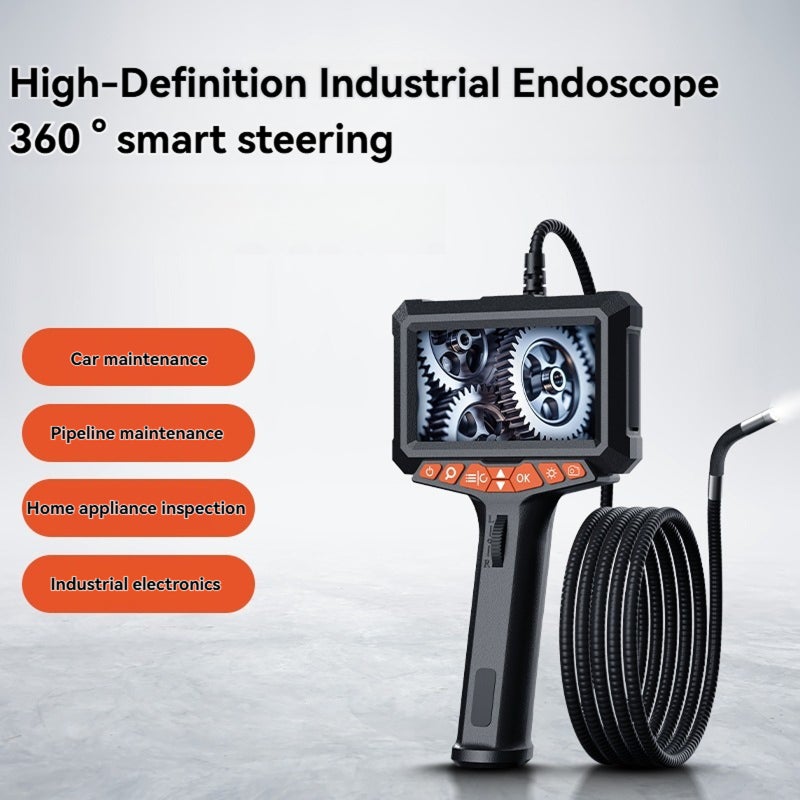 Two-Way Articulating Borescope with Light, 5 Inch IPS Screen Industrial Endoscope with 8mm Articulated Probe, 3.28ft Highly Resilient Snake Cable Inspection Camera  for Wall Automotive Engine Inspect - Image 2