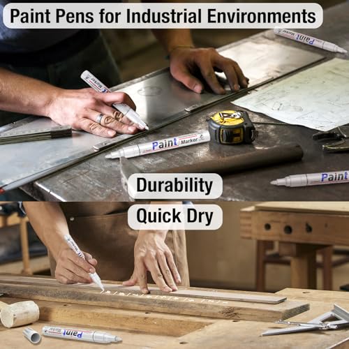DAPAWIN White Permanent Marker Waterproof - 8 White Paint Markers for Metal Surfaces Tire Black Paper Wood Plastic Rocks Fabric, Marker Permanent, Oil Based Paint Markers Medium Tip - Image 4
